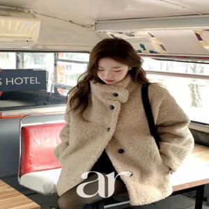 (몽글몽글/하이넥/보온성up) 테디 하이넥 버튼 양털 하프 무스탕 ct1683