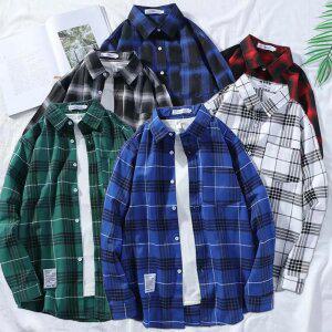 남자 체크 남방 봄 가을 긴팔 셔츠 오버핏 데일리
