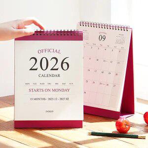 인디고 2026 오피셜 월요일부터 시작하는 탁상 달력 (데스크 캘린더)