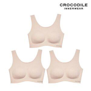 [크로커다일] 감탄브라 소프트 나일론모달 패드일체형 U넥 브라3종 아몬드베이지 CDWB