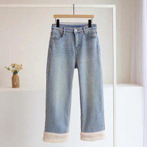 [잇수다] 미쵸린 뽀글이 밍크 기모 히든밴딩 와이드 데님 팬츠