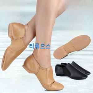 댄스 슈즈 가죽 연습 발레 치어리딩 신발 솔  재즈 슈 카멜 캔버스 티류으스