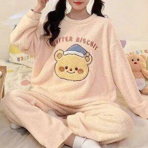 쉬블림로브 (상의+하의) 여성 극세사 패턴 수면잠옷 GWD0371