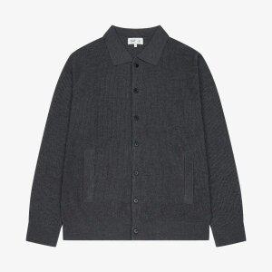 [지이크] 세로 변형 조직 카라 가디건 멜란지그레이 (PJUCH8004)