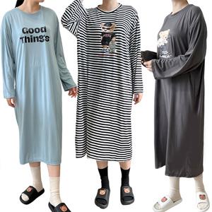 제니유 여성 긴팔 롱 스판 원피스 홈웨어 잠옷 실내복
