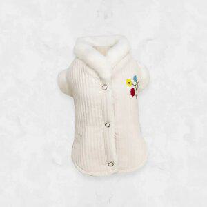 강아지 겨울옷 털조끼 눈부송 플라워 조끼