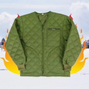 국산 겨울 방한 작업복 방한복 깔깔이 패딩 점퍼 V넥 누빔 카키