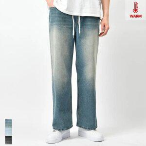 남자 기모 청바지 와이드 밴딩 샌드 워싱 데님 팬츠 빅사이즈 연청 진청 중청 3컬러