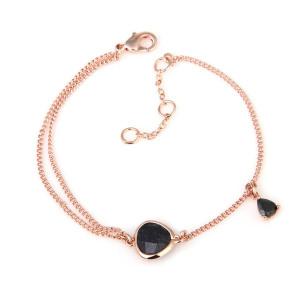 블랙홀 / 14Kgp 여자 패션 두줄 레이어드 로즈골드 체인 예쁜 우정 팔찌