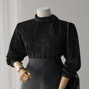 [잇수다랩] 노체스 도트 벨벳 블라우스