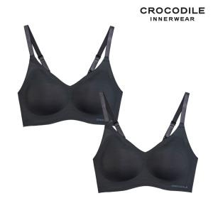 [크로커다일] 감탄브라 소프트 쿨인견 쉘론 볼륨핏 패드일체 후크형 브라2종 블랙 CDW