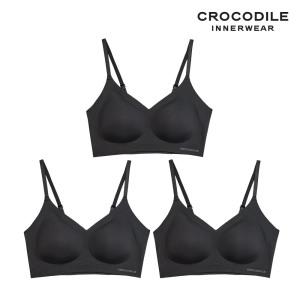[크로커다일] 감탄브라 소프트 쿨인견 쉘론 패드일체형 스트랩 브라3종 블랙 CDWBR5N1