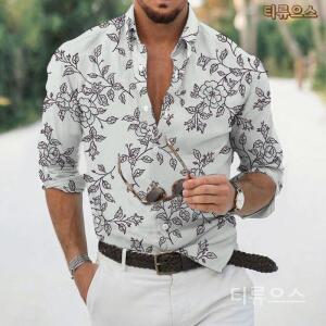 티류으스 캐주얼 긴팔 셔츠 프린팅 남성용 남방 남자캐주얼셔츠 와이셔츠