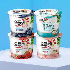 빙그레 요플레 홈 180g 12개 딸기/복숭아/블루베리/플레인