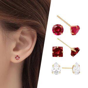 [골드피아] 14K 가넷/로지포인트/2캐럿물방울 귀걸이