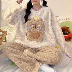 쉬블림로브 (상의+하의) 여성 극세사 패턴 수면잠옷 GWD0372