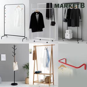 마켓비 행거 스탠드옷걸이 이동식 2단 이케아 철제 벽 옷 선반 시스템행거 미니고정식