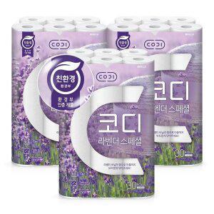 [T감사제] 코디 3겹 라벤더스페셜, 30m, 30롤, 3개