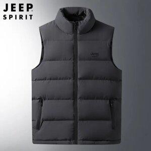 JEEP SPIRIT 가벼운 보온 스탠드칼라 베스트 남녀공용 두꺼운 면 패딩 조끼