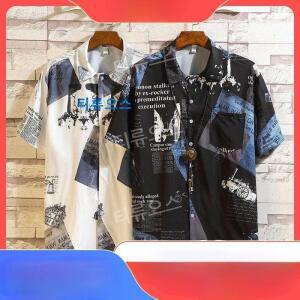 빅사이즈 바캉스 여름 꽃 남여공용 오버핏 하와이안 셔츠 야자수 티류으스