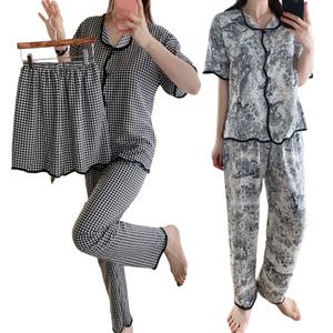 제니유 여성 여름 쓰리피스 잠옷 세트 파자마 홈웨어