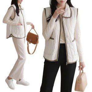 제니유 겨울 여성 라인 카라 경량 패딩조끼 베스트 빅사이즈