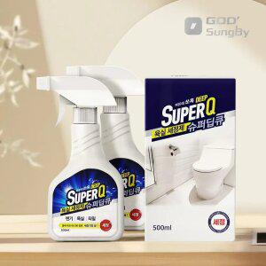 슈퍼딥큐 뿌리는 욕실세정제 500ml+500ml 1개 화장실 타일 욕조 세면대 물때 찌든때