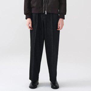 [STCO]원턱 데님 팬츠_블랙 (와이드핏)-SDMUC72WSB