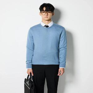 [STCO] [BLACK LABEL] 블루 베이직핏 워셔블 라운드 니트-SKTUZ02NSL