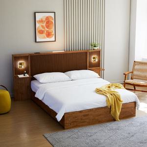 아르볼가구 디엘 원목 LED조명 호텔 수납 침대프레임 Q