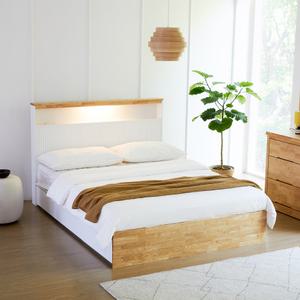 아르볼가구 루디 원목 LED조명 호텔 수납 침대프레임 Q