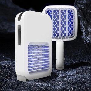 모기 퇴치기 전기 파리채 모기포충기 2in1 화이트 USB 충전식 이중방충 설계