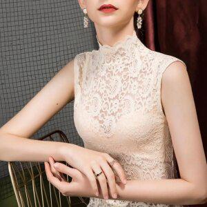 이너 티셔츠 여성 레이스 목칼라 민소매 티셔츠