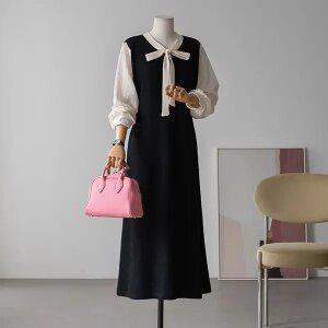 (안나앤플러스) 켈로 리본 타이 원피스[드레스DAM58] 빅사이즈