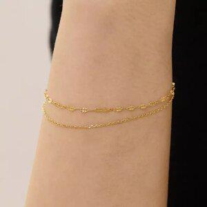 [르샵주얼리] 14K 컷팅 체인 두줄 팔찌(GoldPlated)_LJ0393BRB