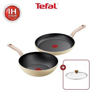 [테팔] 데이지 인덕션 프라이팬 2종(팬28+웍28)+우드뚜껑28