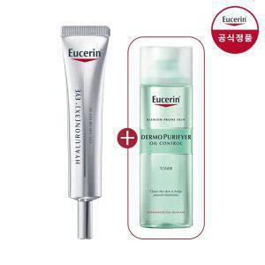 유세린 하이알루론 3X 아이 크림 15ml + 더모 퓨리파이어 오일 컨트롤 토너(유통기한