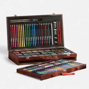 크리스마스 졸업 입학 선물 드림아트 최고급형 201종 우드케이스 미술세트
