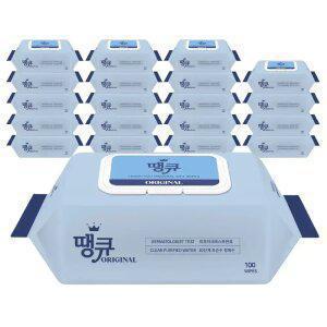[국내제조] Original 땡큐 물티슈 100매 캡형 20팩 대용량 플레인 갓성비 저자극
