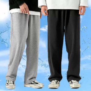 남자 가을 세미 와이드 츄리닝 팬츠 슬랙스 작업복 바지 스판 밴딩 남여공용