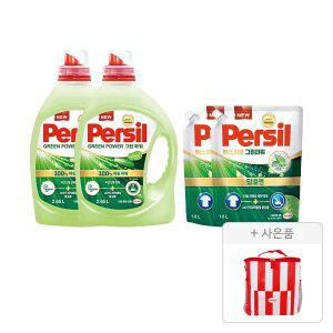 퍼실 그린파워 드럼/일반 겸용 액체세제 2.65L, 2개+리필 1.8L, 2개+증정(헨켈 쿨러백