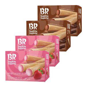 배스킨라빈스 콘스낵 2종 초콜릿무스/베리베리 스트로베리 54g x 4개