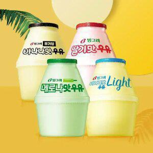 빙그레 단지우유 240ml 12개 바나나맛 무가당 / 메로나맛 / 딸기맛 / 바나나맛 라이트