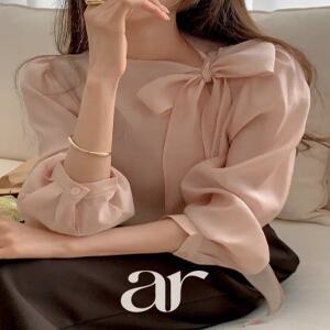 (긴팔옵션추가/얼굴광채템/회의실여신)로이 리본 타이 소매 블라우스 bs8404