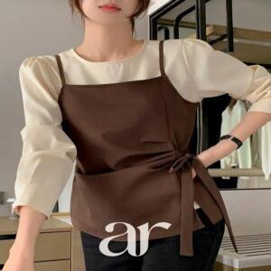 (꾸민듯예쁜날) 에비뉴 사이드 셔링 리본 뷔스티에 레이어드 블라우스 bs8506