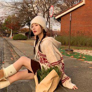 울함유 (매력만점/소장가치UP)아브 노르딕 스트링 루즈핏 겨울 후드 니트 nt4786