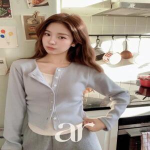 (레이어드한듯/3컬러Soft) 셀리나 포근 기모 배색 레이어드 니트 가디건 cd3552