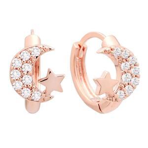 14K 골드필드 라니 여자 심플 데일리 이어링 패션 큐빅 별 달 스타 금 원터치 링 귀걸
