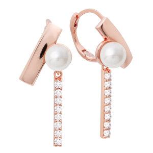 14K 골드필드 셀린 여자 심플 데일리 이어링 패션 큐빅 진주 롱 드롭 금 원터치 링 귀