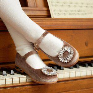 [슈펜키즈] [연주회] 키즈 주얼 벨벳 플랫구두 (HPKWFD311G-T)